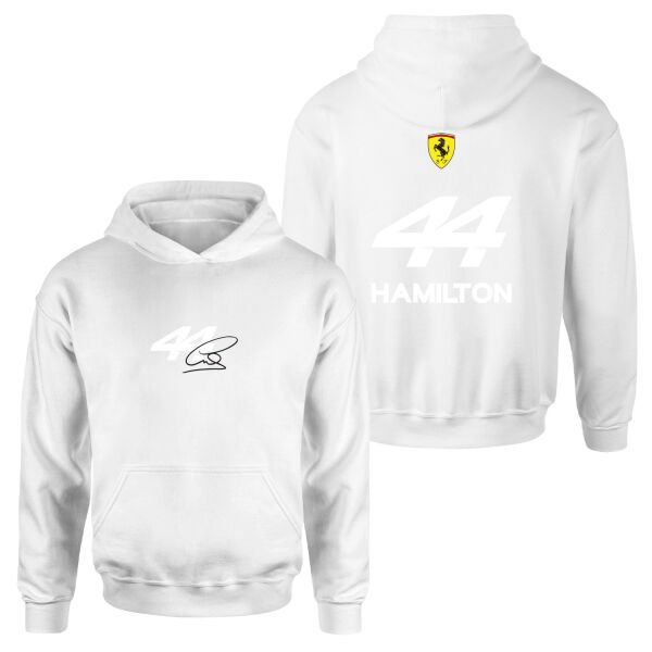 Lewis Hamilton 44 Signature Hoodie M - Beyaz