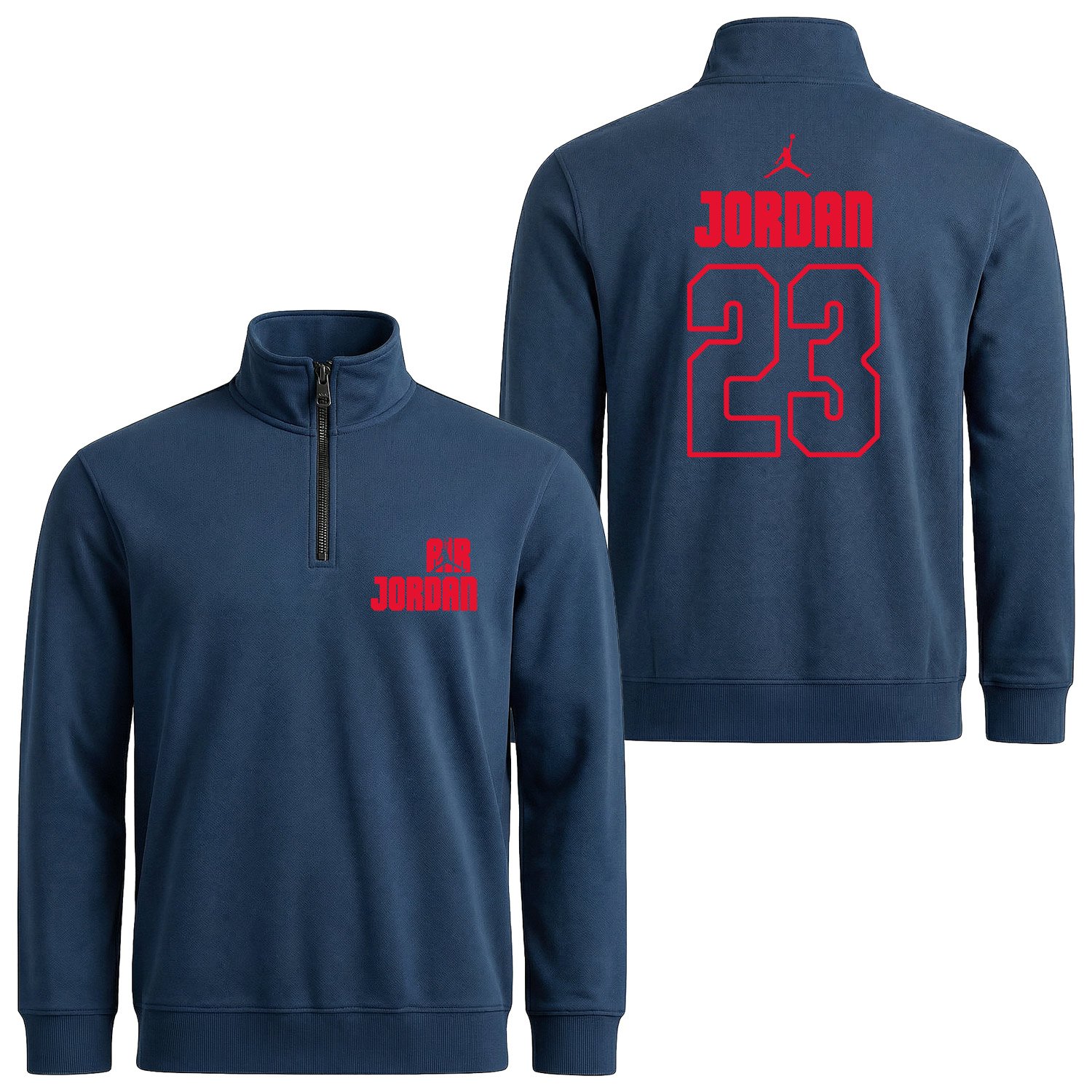 Air Jordan Block 23 Yarım Fermuarlı Sweatshirt L - İndigo Mavisi
