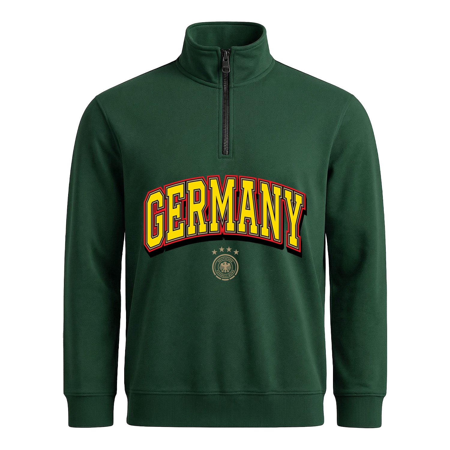 Almanya 2026 Varsity Yarım Fermuarlı Sweatshirt XXL - Nefti Yeşili