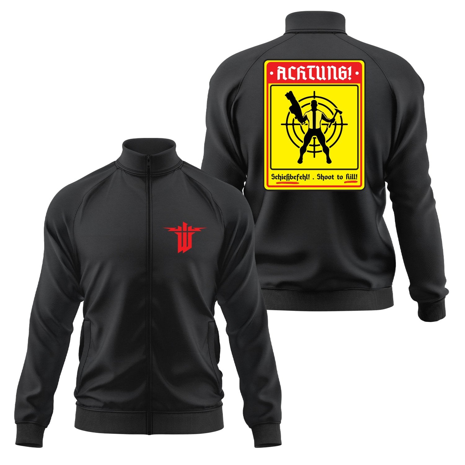 Achtung Schießbefehl! | Wolfenstein Fermuarlı Sweatshirt