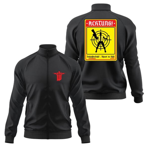 Achtung Schießbefehl! | Wolfenstein Fermuarlı Sweatshirt