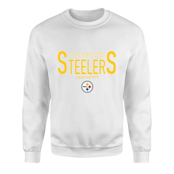 Pittsburgh Steelers Established 1933 Sweatshirt L - Beyaz