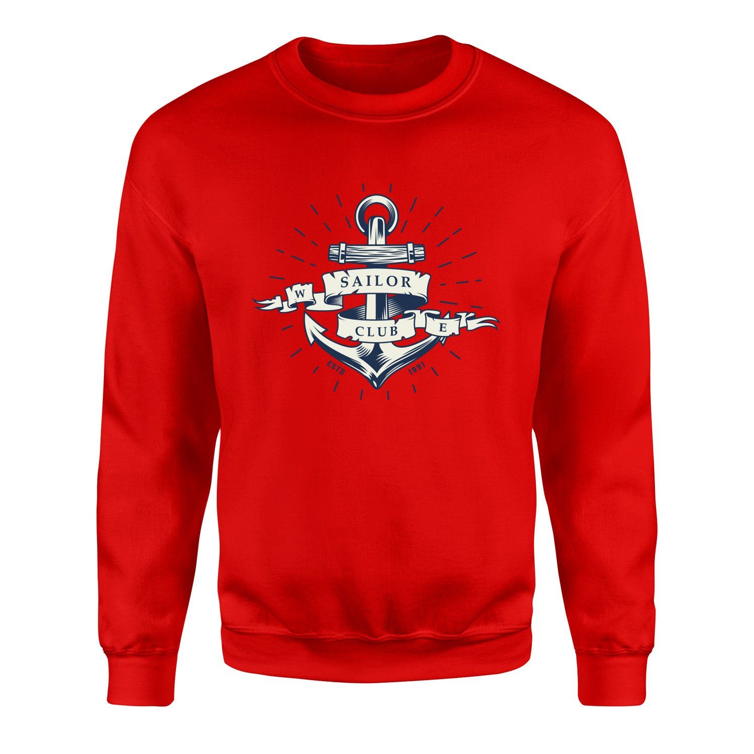 Sailor Club Denizci Tasarımlı Sweatshirt XXL - Kırmızı