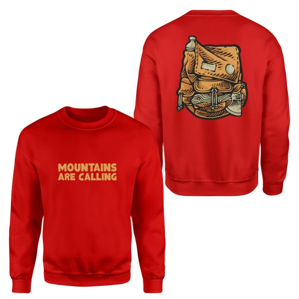 Mountains Are Calling Sweatshirt M - Kırmızı