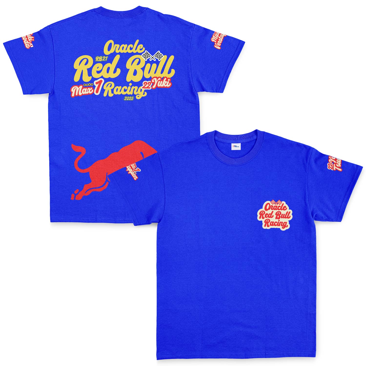 Oracle Red Bull Racing 2025 Max & Yuki Fan Edition Tişört XL - Mavi | OUTLET