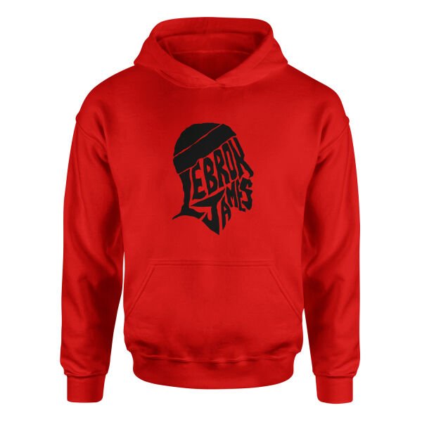 LeBron James Text Hoodie XL - Kırmızı