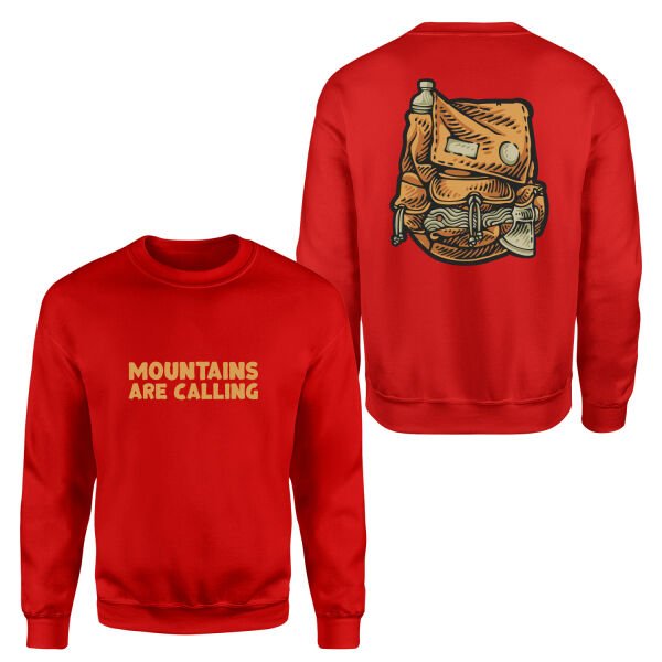 Mountains Are Calling Sweatshirt XL - Kırmızı