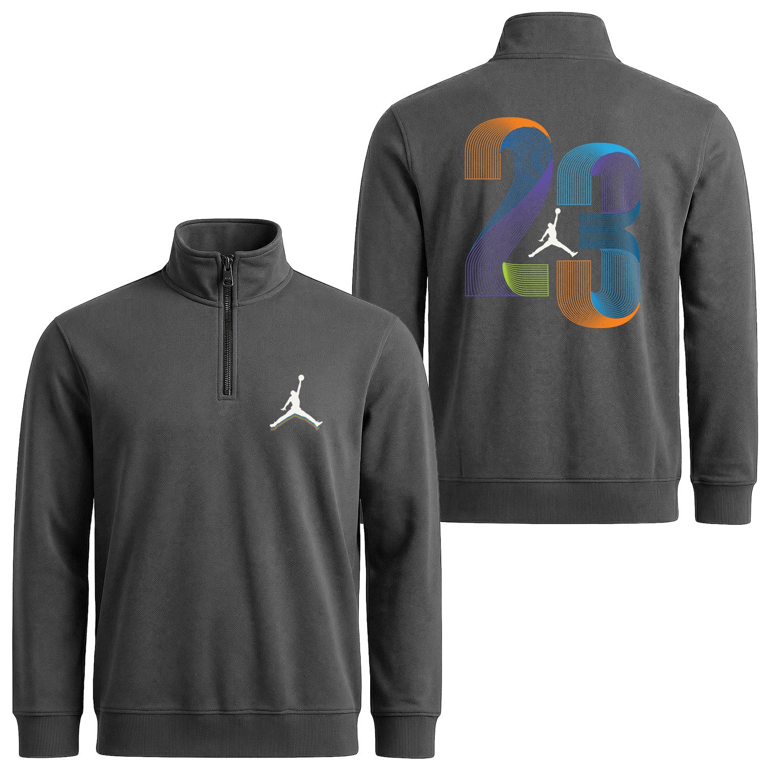 Air Jordan LC Yarım Fermuarlı Sweatshirt XXL - Füme