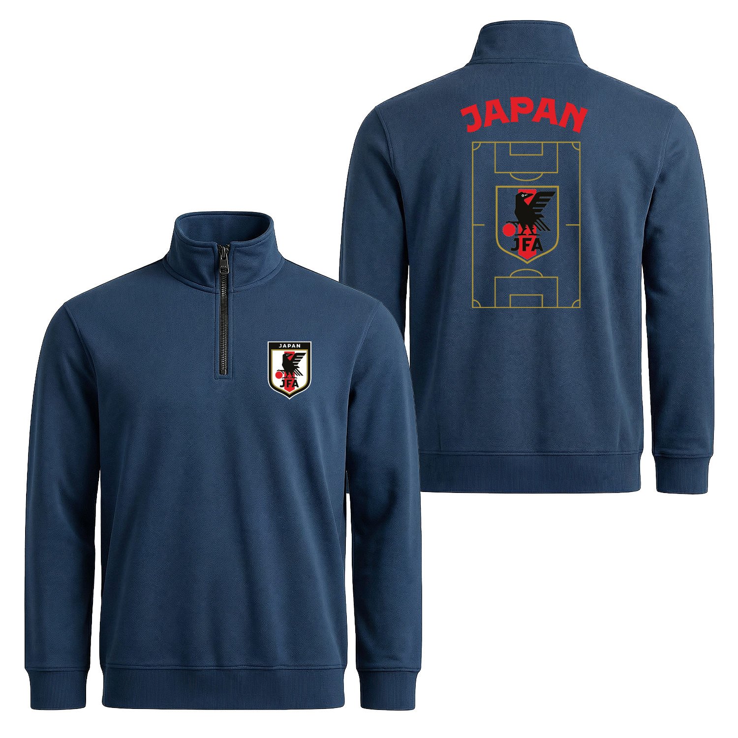 Japonya Dünya Kupası 2026 Yarım Fermuarlı Sweatshirt XL - İndigo Mavisi