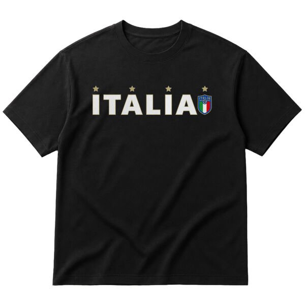 Italia Campioni del Mondo Oversize Tişört L - Siyah