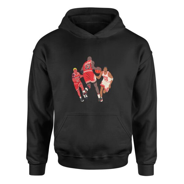 Jordan, Pippen, Rodman Hoodie M - Siyah
