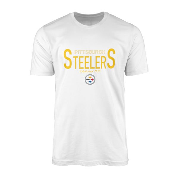 Pittsburgh Steelers Established 1933 Tişört L - Beyaz