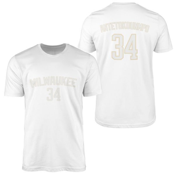 Giannis Antetokounmpo Milwaukee Forma Tişört L - Beyaz