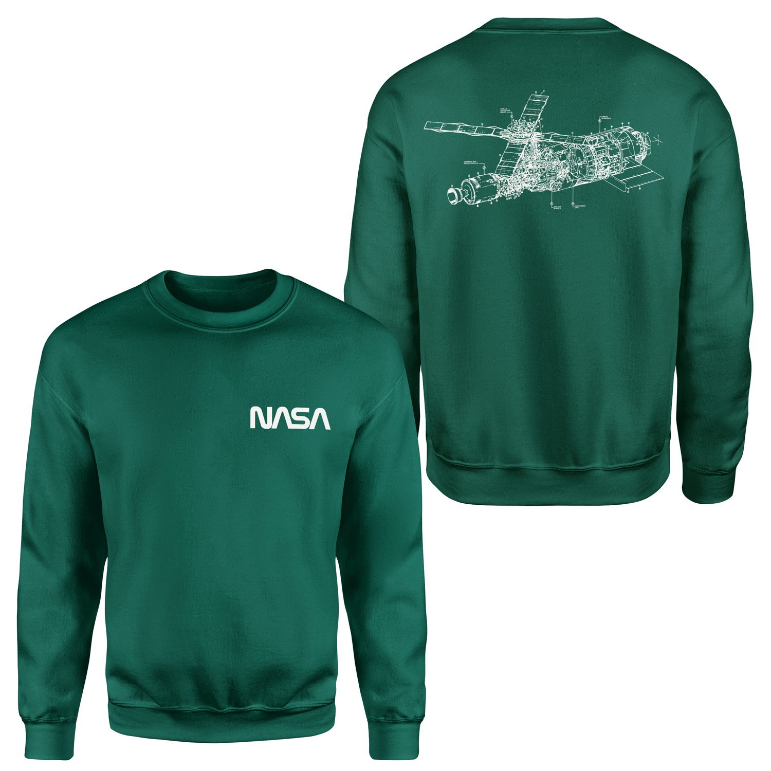 NASA Retro Mechanisms Graphic v2.0 Sweatshirt M - Nefti Yeşili