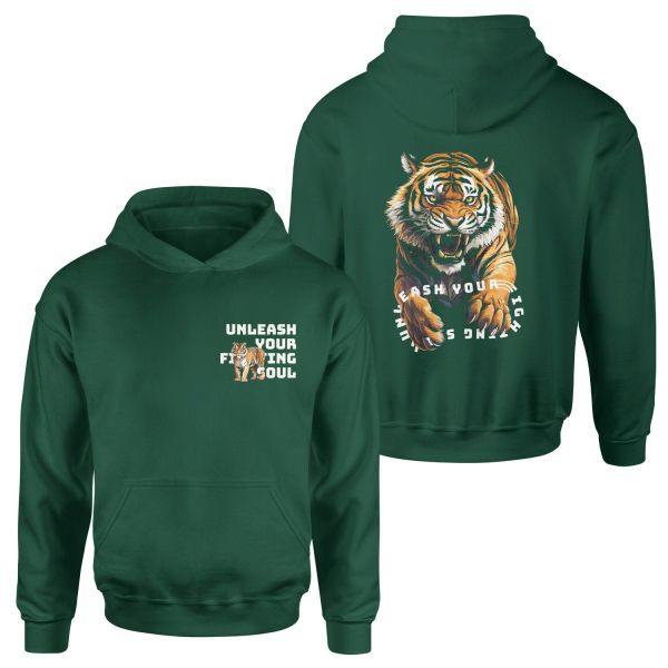 Unleash Your Fighting Soul | Tiger Hoodie XL - Nefti Yeşili