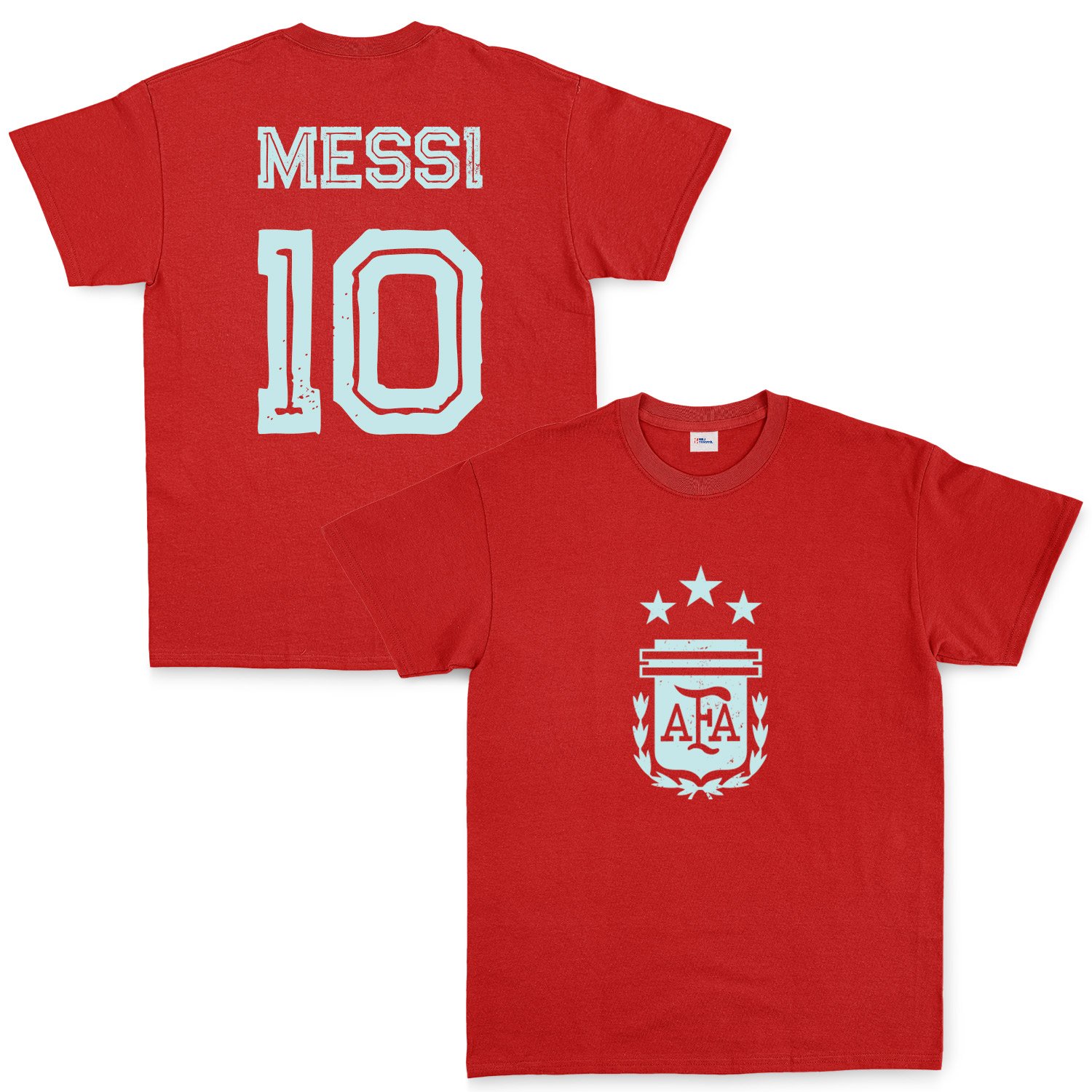 Lionel Messi 10 Argentina Grunge Tişört XXL - Kırmızı