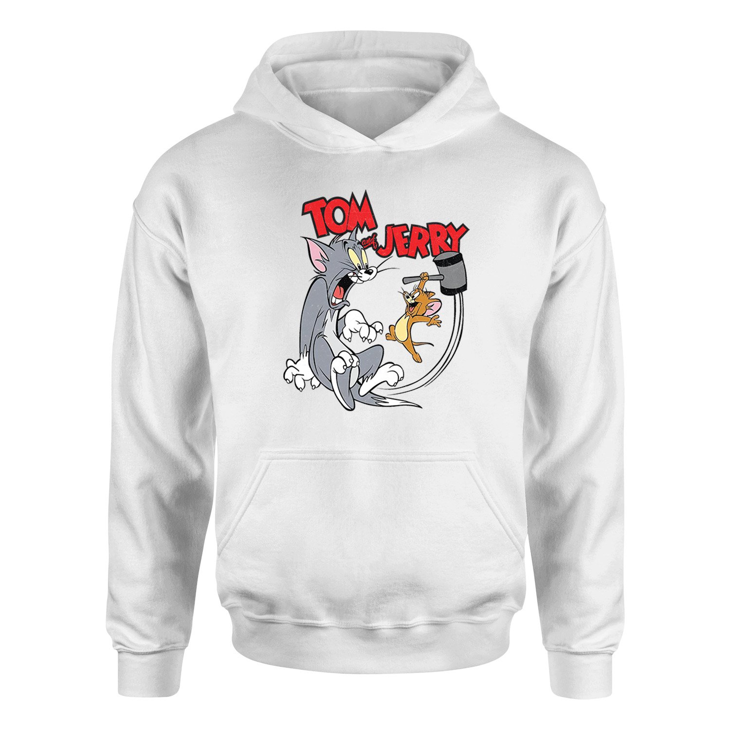 Tom And Jerry Grunge Hoodie XL - Beyaz