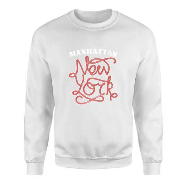 Manhatta, NYC Sweatshirt XL - Beyaz