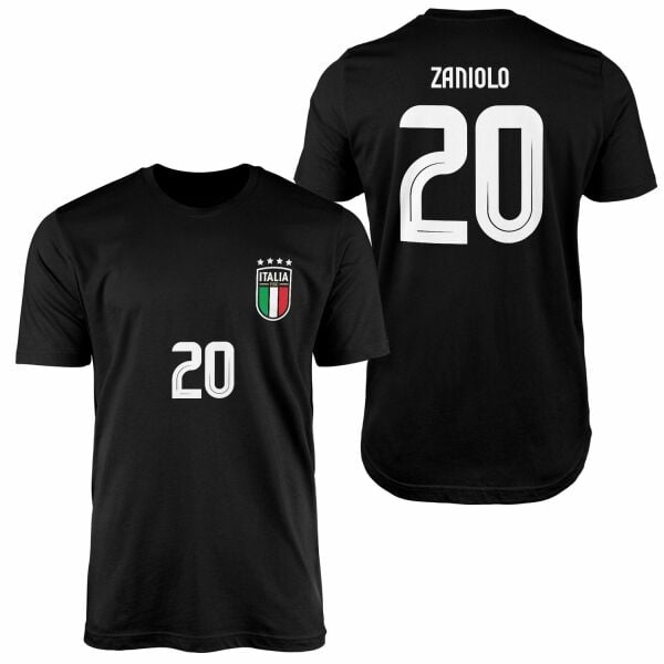 Nicolò Zaniolo | İtalya 24 Forma Tişört XL - Siyah