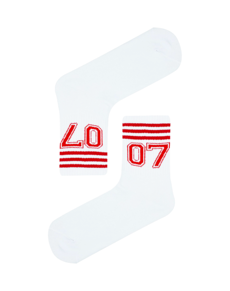 07 Desenli Beyaz Spor Çorap