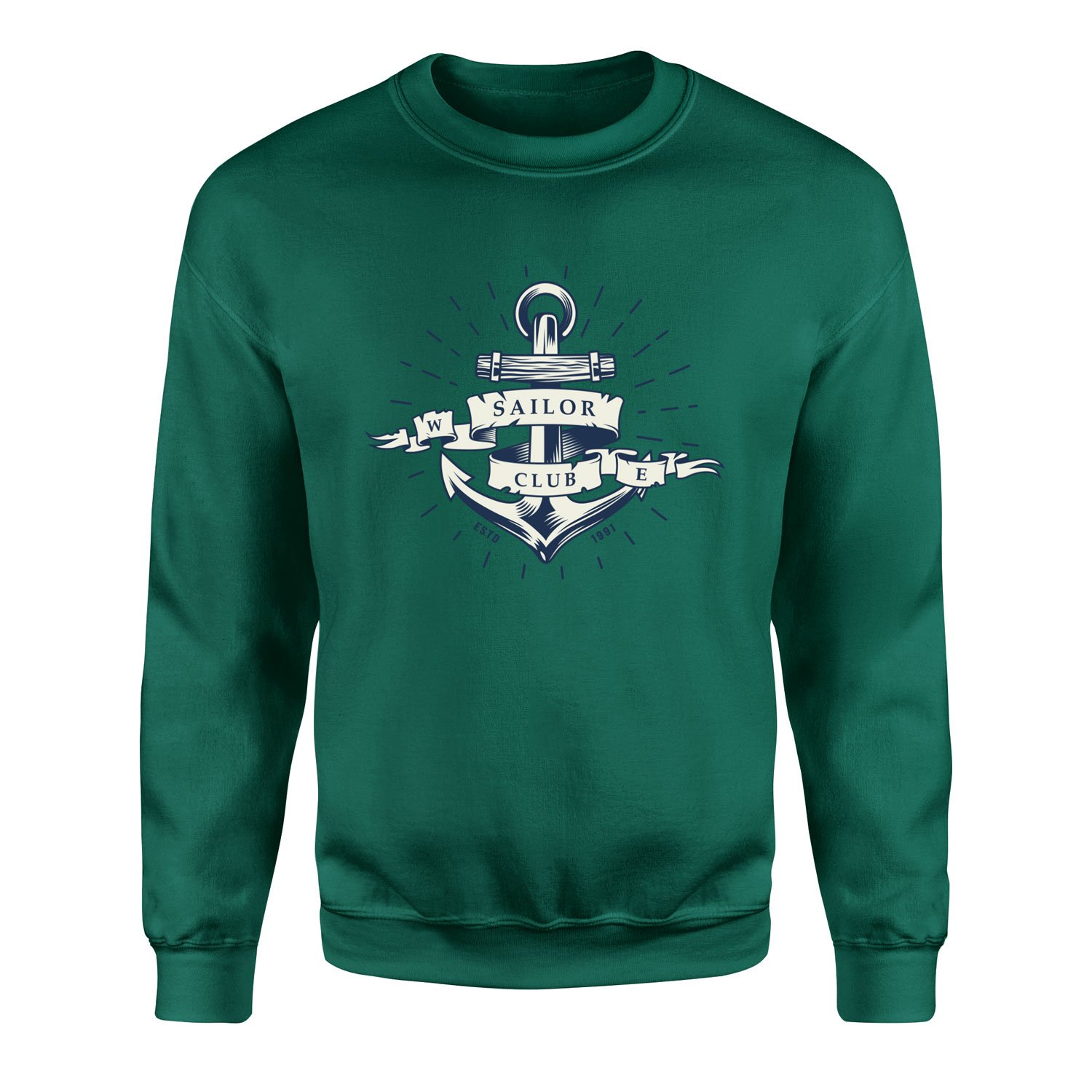 Sailor Club Denizci Tasarımlı Sweatshirt XL - Nefti Yeşili
