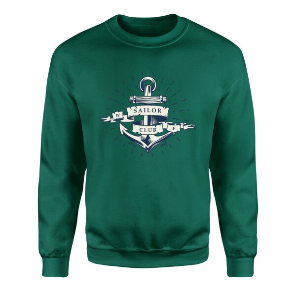 Sailor Club Denizci Tasarımlı Sweatshirt XL - Nefti Yeşili