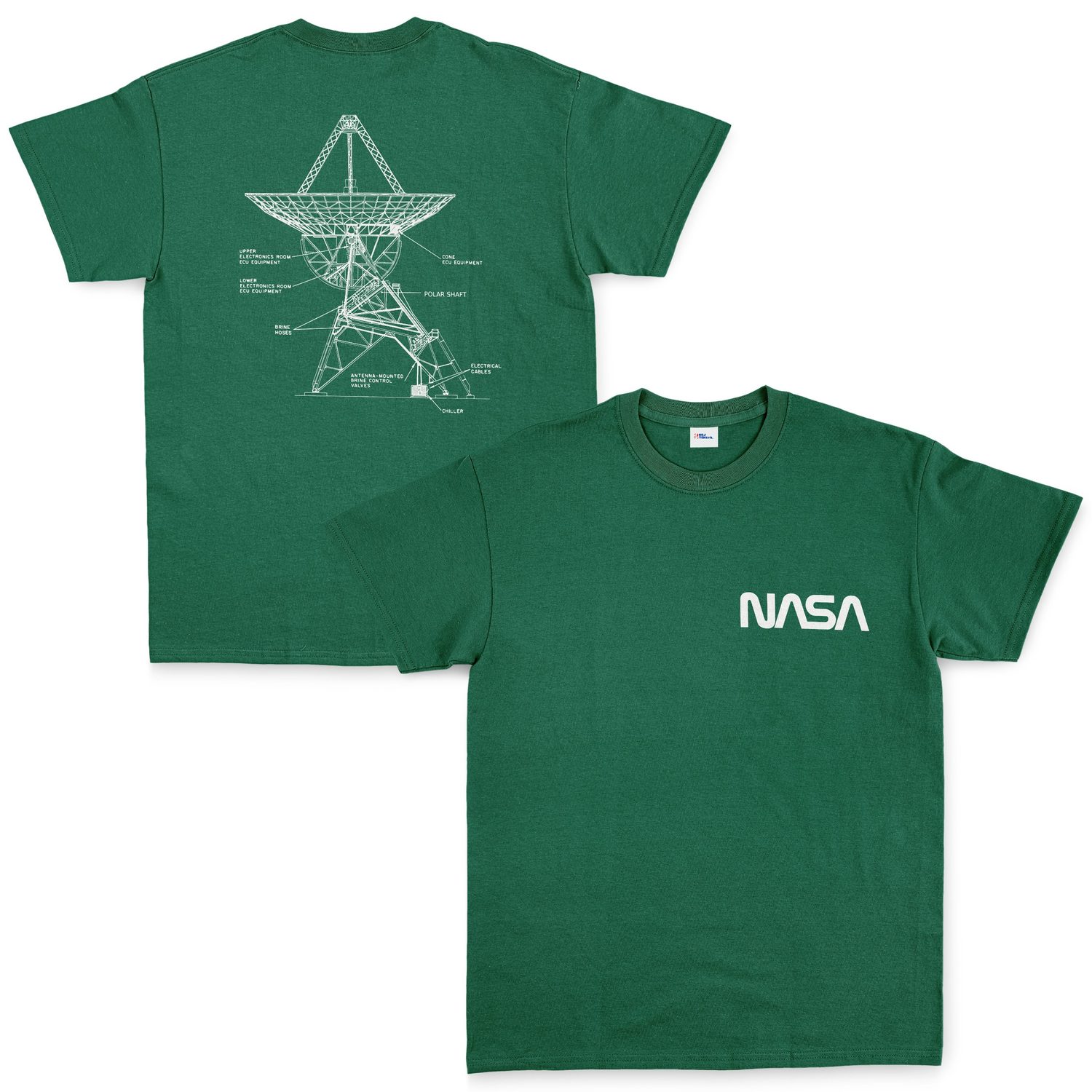 NASA Retro Mechanisms Graphic v3.0 Tişört M - Nefti Yeşili