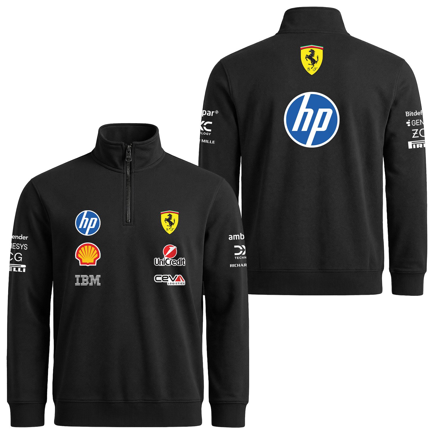 Scuderia Ferrari 2026 Teamline Yarım Fermuarlı Sweatshirt M - Siyah