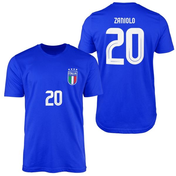 Nicolò Zaniolo | İtalya 24 Forma Tişört XL - Mavi