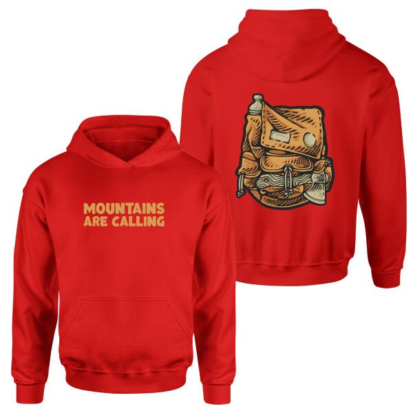 Mountains Are Calling Hoodie M - Kırmızı
