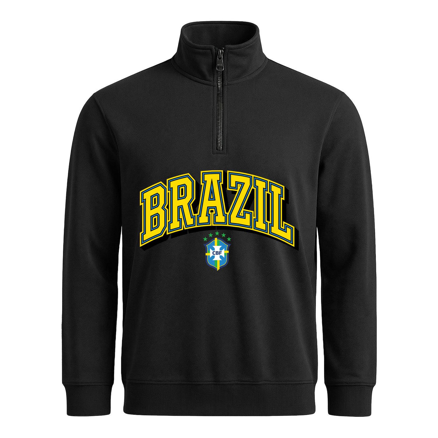 Brezilya 2026 Varsity Yarım Fermuarlı Sweatshirt XXL - Siyah