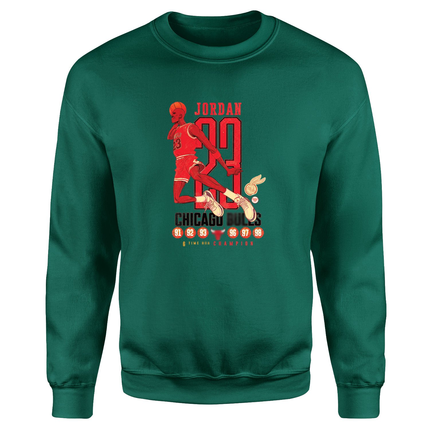 6 Time Champion, Michael ''Air'' Jordan Sweatshirt XL - Nefti Yeşili