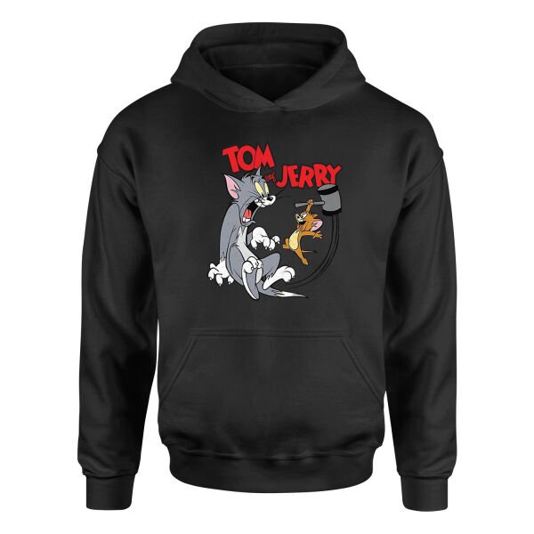 Tom And Jerry Grunge Hoodie M - Siyah