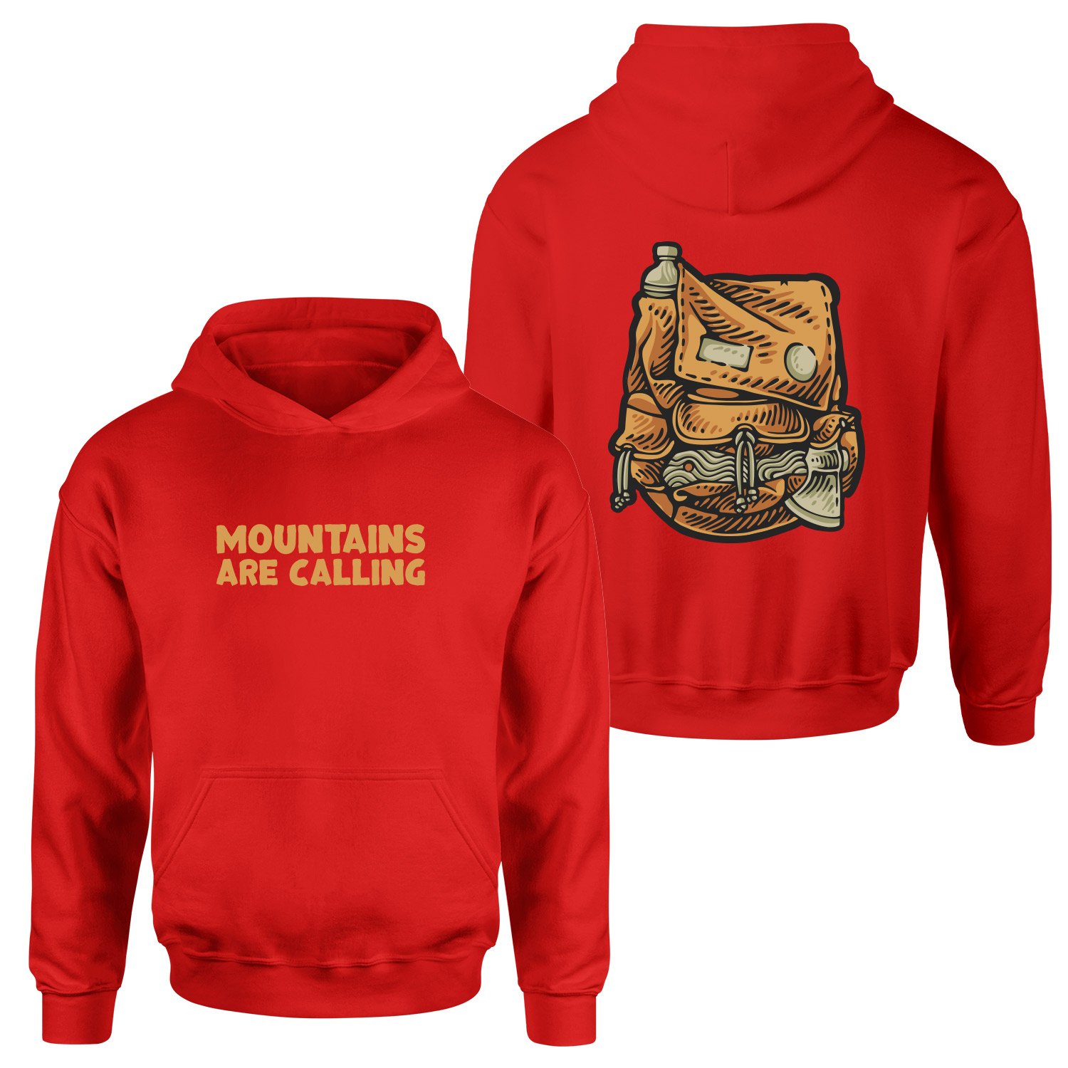 Mountains Are Calling Hoodie L - Kırmızı