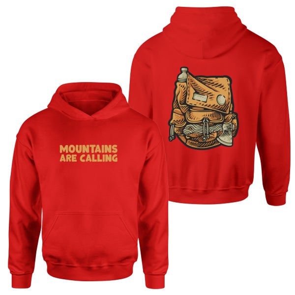 Mountains Are Calling Hoodie L - Kırmızı