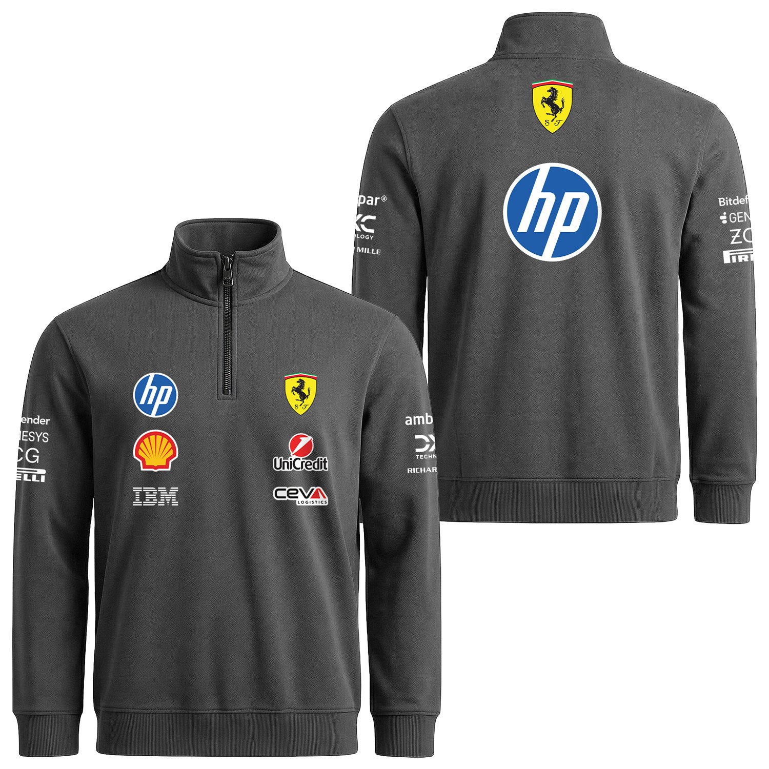 Scuderia Ferrari 2026 Teamline Yarım Fermuarlı Sweatshirt L - Füme