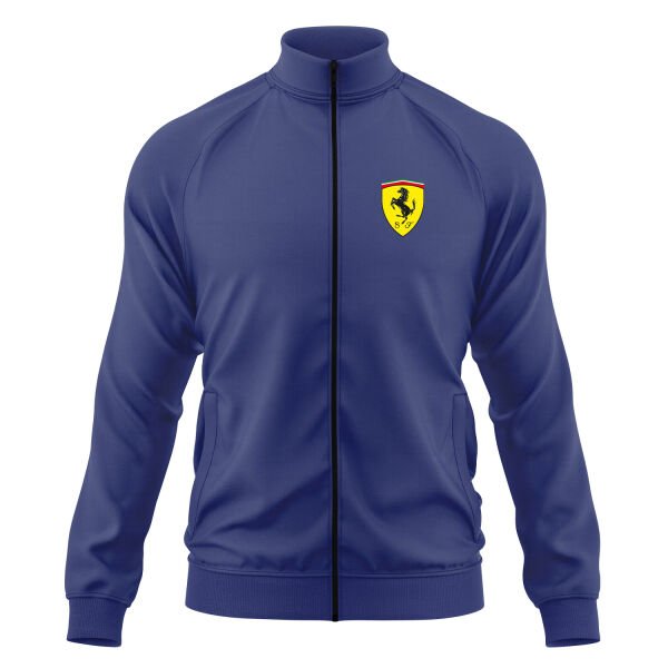 Scuderia Ferrari Fermuarlı Sweatshirt M - İndigo Mavisi