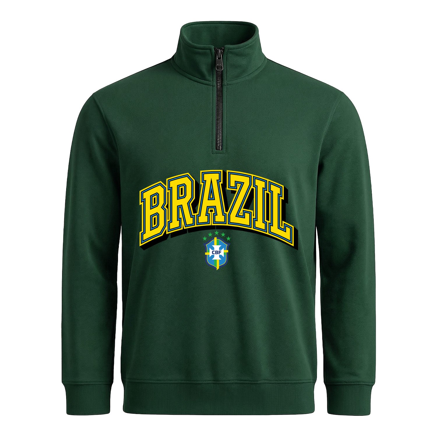 Brezilya 2026 Varsity Yarım Fermuarlı Sweatshirt S - Nefti Yeşili