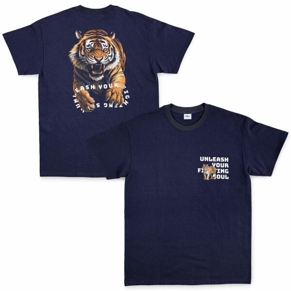 Unleash Your Fighting Soul | Tiger Tişört S - İndigo Mavisi