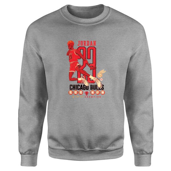 6 Time Champion, Michael ''Air'' Jordan Sweatshirt S - Gri