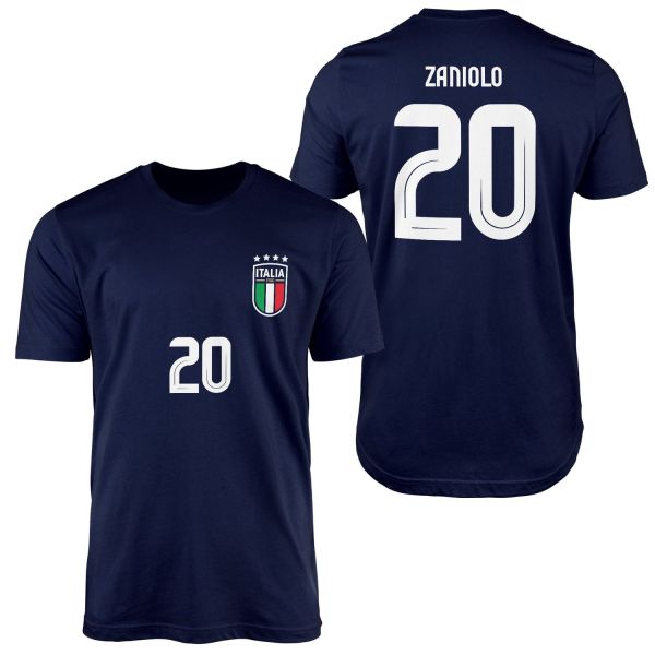 Nicolò Zaniolo | İtalya 24 Forma Tişört M - İndigo Mavisi