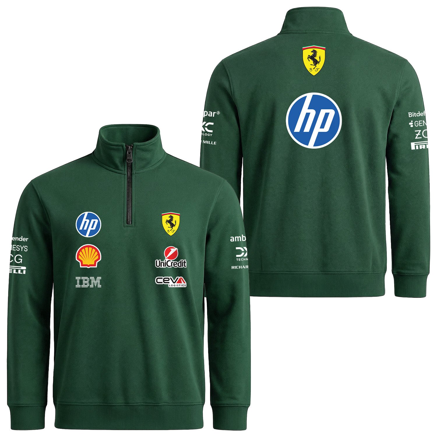 Scuderia Ferrari 2026 Teamline Yarım Fermuarlı Sweatshirt S - Nefti Yeşili