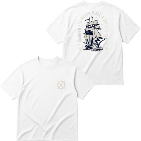 A Smooth Sea Never Made a Skilled Sailor Oversize Tişört S - Beyaz