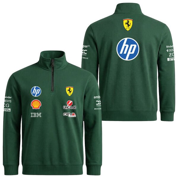 Scuderia Ferrari 2026 Teamline Yarım Fermuarlı Sweatshirt L - Nefti Yeşili