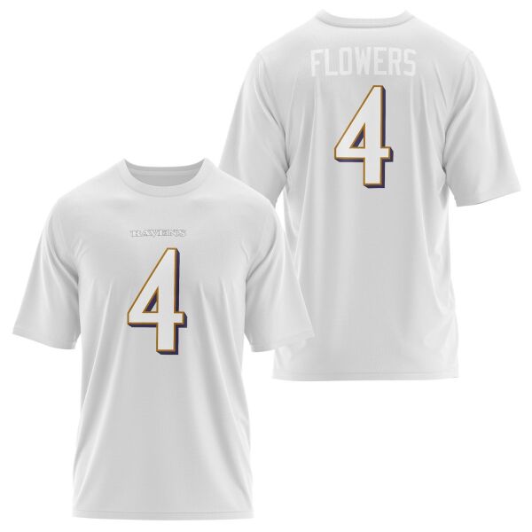 Zay Flowers Baltimore Ravens Oversize Tişört M - Beyaz