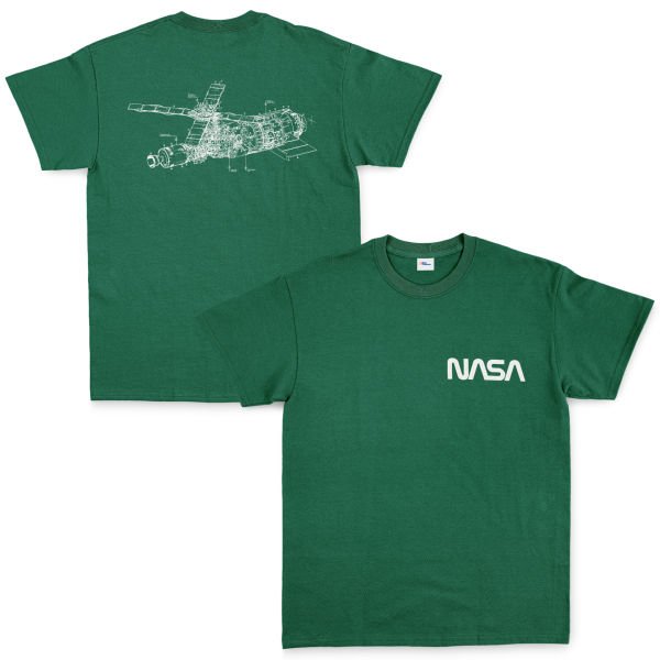 NASA Retro Mechanisms Graphic v2.0 Tişört S - Nefti Yeşili
