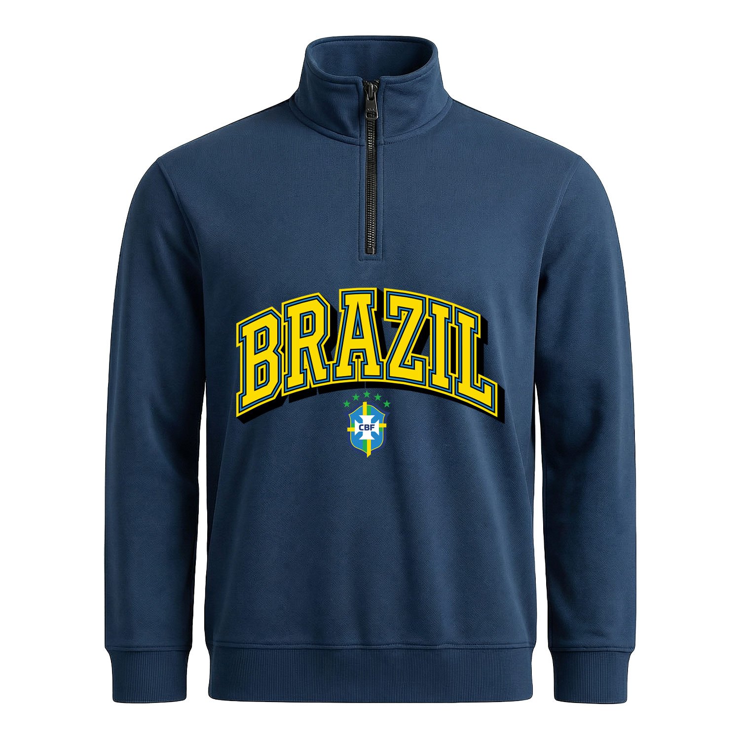 Brezilya 2026 Varsity Yarım Fermuarlı Sweatshirt M - İndigo Mavisi