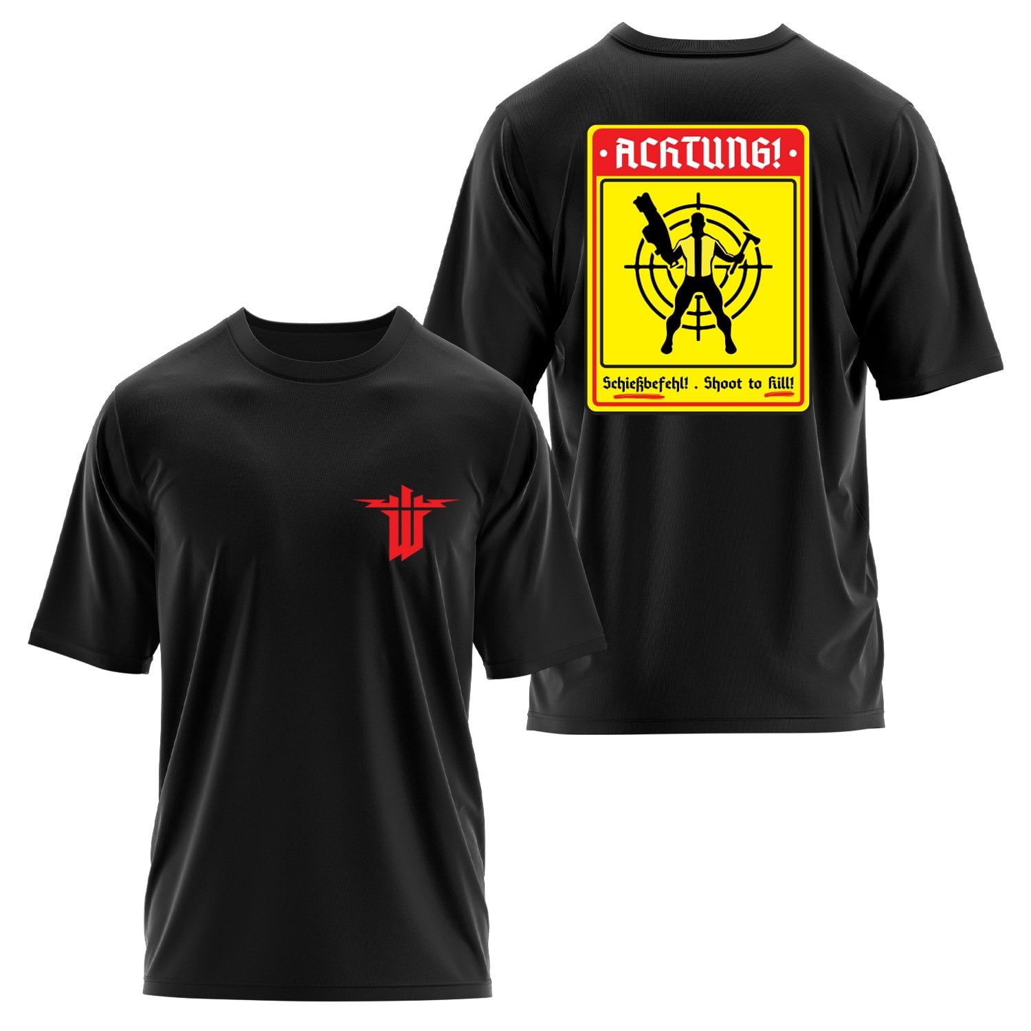 Achtung Schießbefehl! | Wolfenstein Oversize Tişört