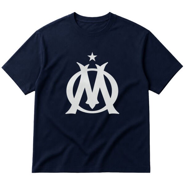 Olympique de Marseille Vainqueur Shield Oversize Tişört M - İndigo Mavisi