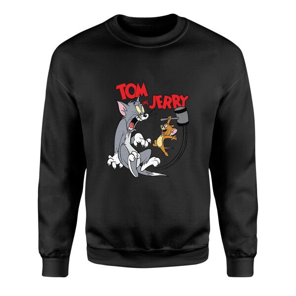 Tom And Jerry Grunge Sweatshirt L - Siyah